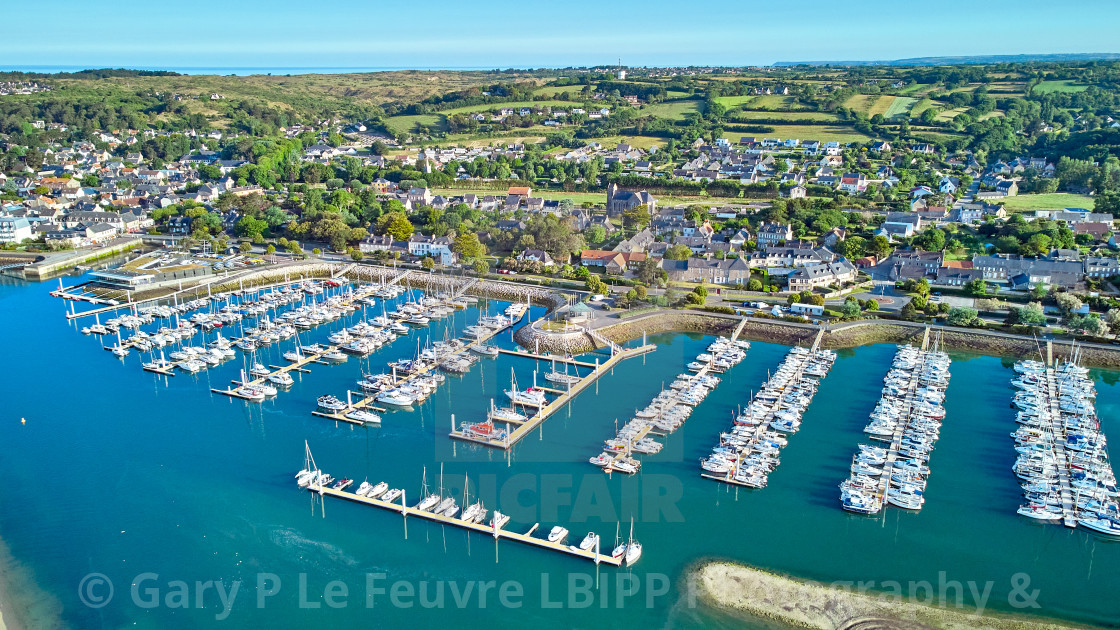 "Aerial image of Carteret Village and Marina" stock image