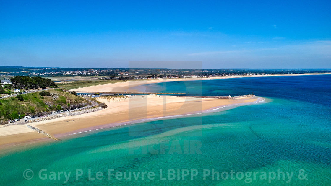 "Aerila image of part of Carteret beach" stock image