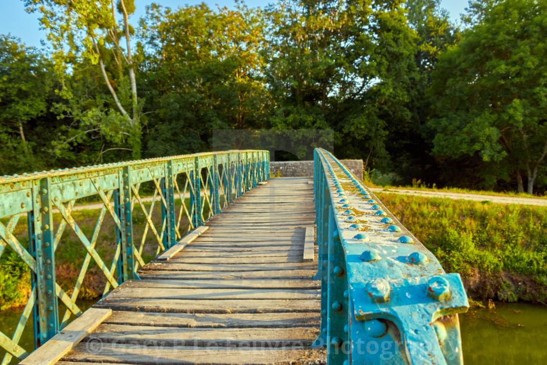 "Iron and timber foot bridge" by Gary P Le Feuvre, Photography - £65.00 "Iron and timber foot bridge" stock image