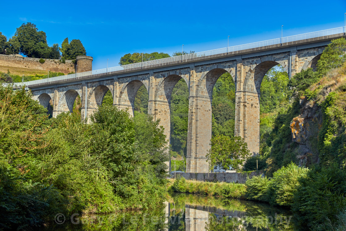"Viaduct over the Canal d'ille du Rance" by Gary P Le Feuvre, Photography - £65.00 "Viaduct over the Canal d'ille du Rance" stock image