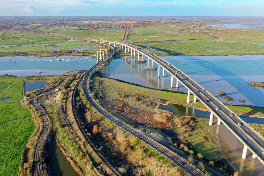 "Sheppey Crossing Aerial view" stock image