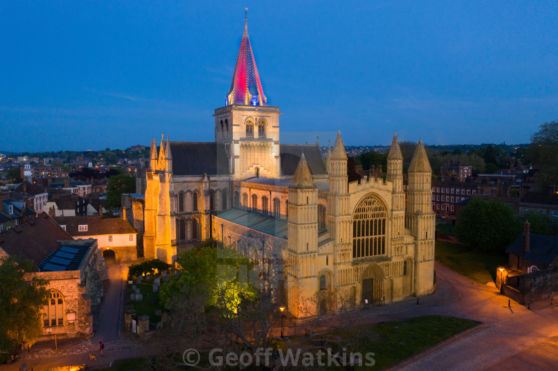 "Rochester Cathedral at dusk" stock image