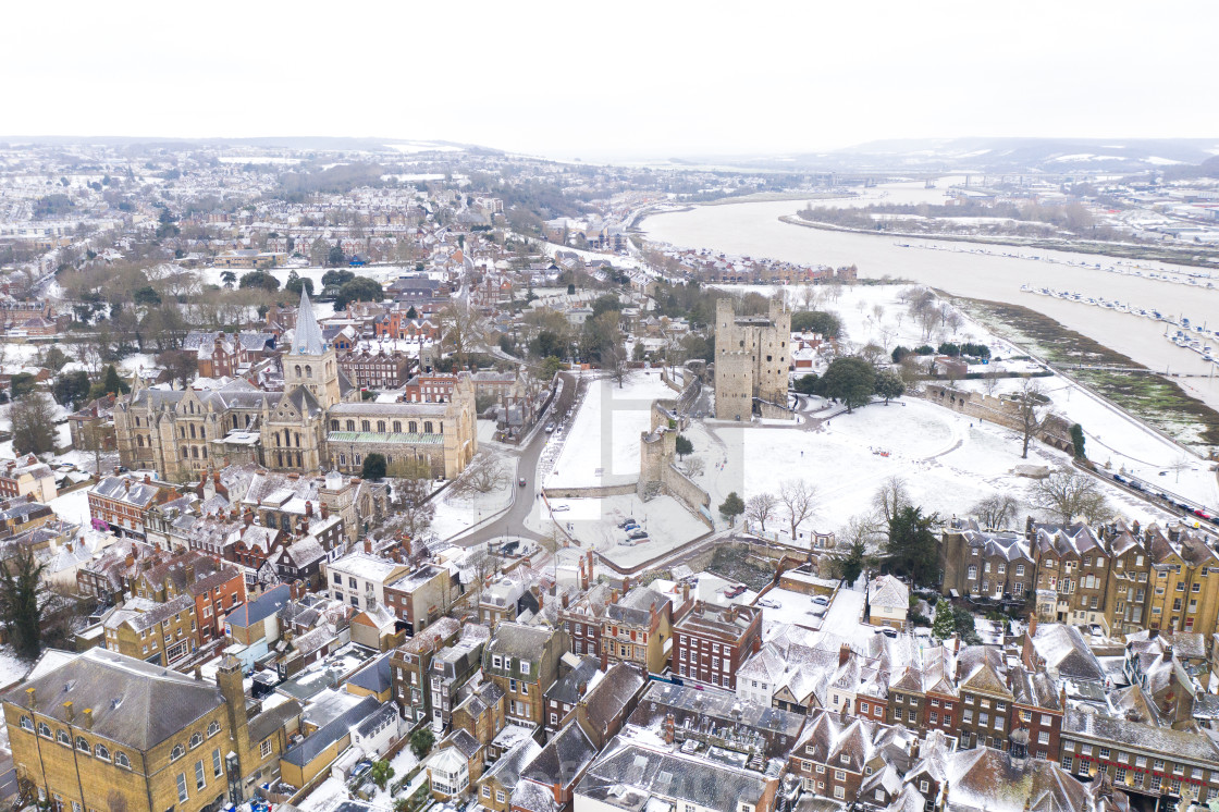 "Rochester, Kent in the snow" stock image