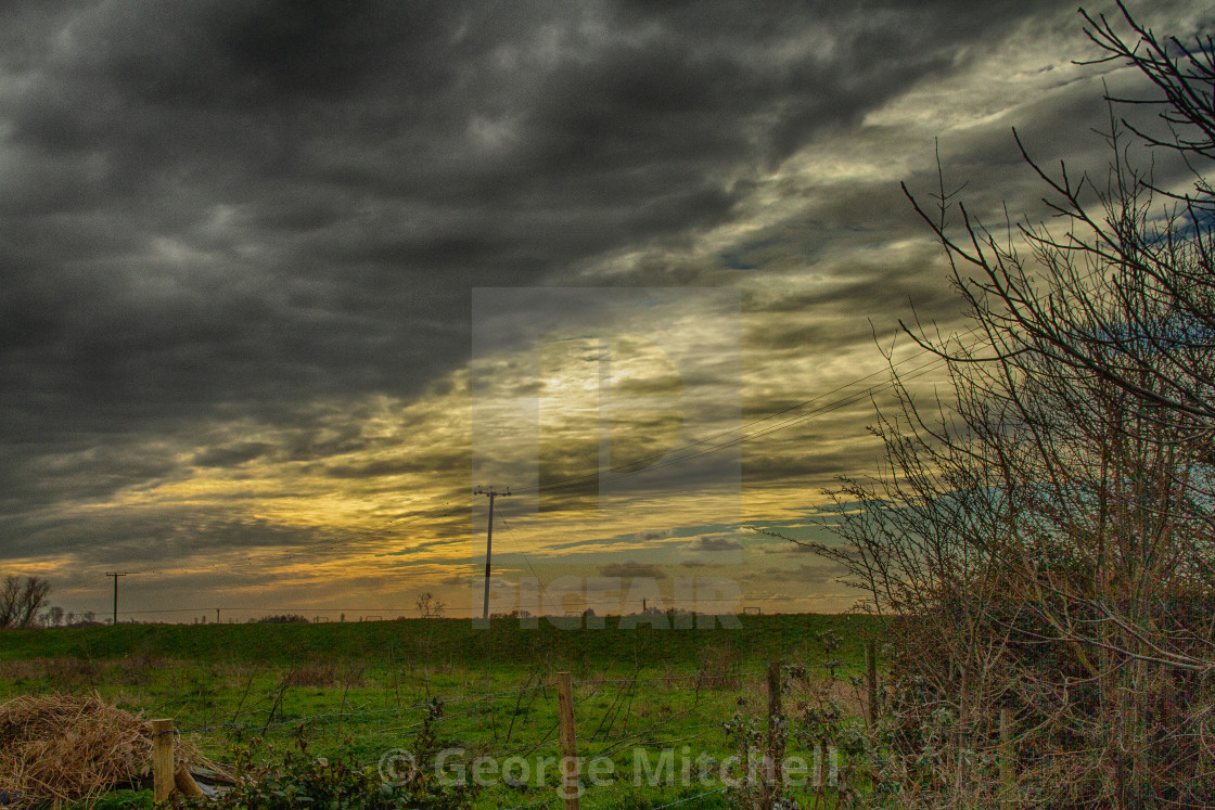 "Skies over The Fens" stock image