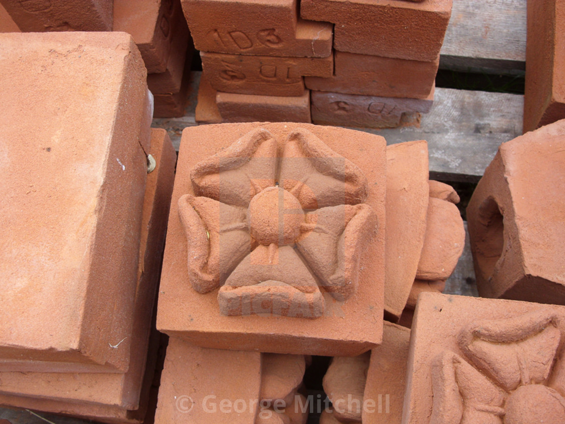 "Terracotta Building Profiles" stock image