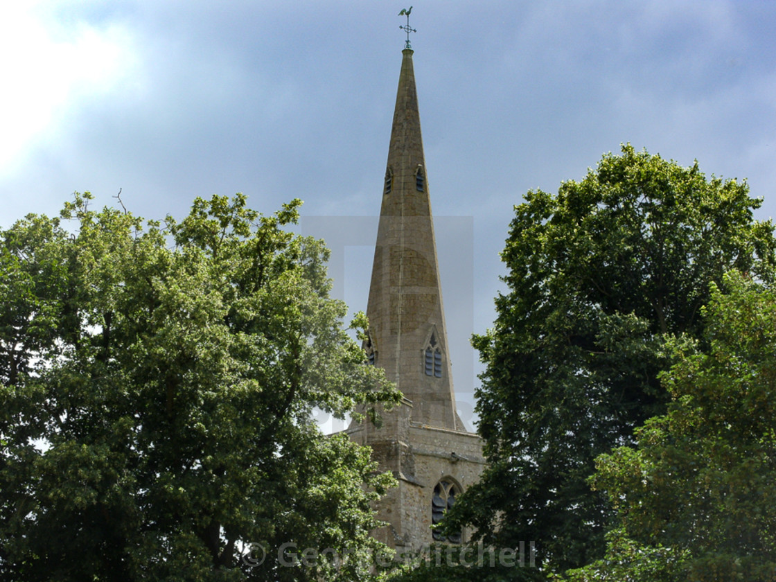 "Village Church Spire, Streatham, Cambridgeshire, UK" stock image