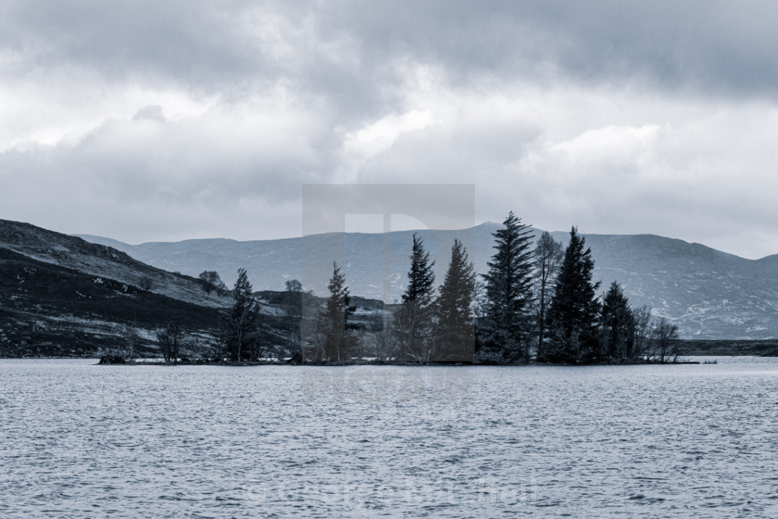 "Island of trees, Loch Tarff, Scottish Highlands" stock image