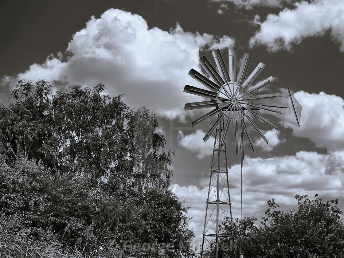 "Windpump at Wicken Fen, Cambridgeshire" stock image