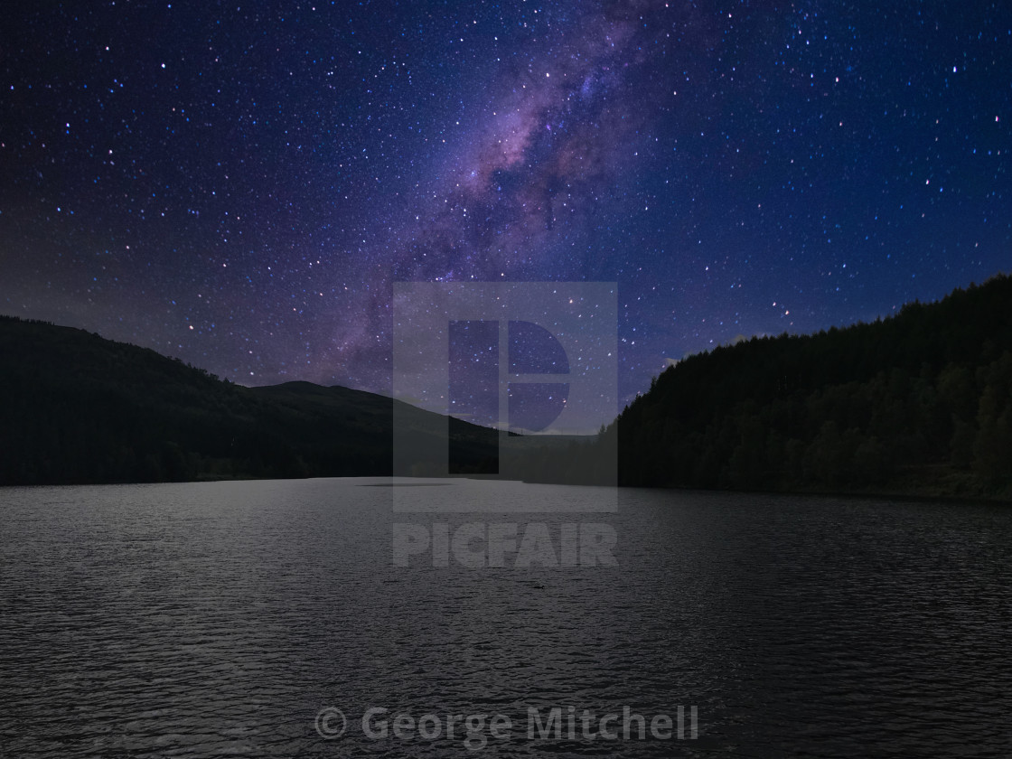 "Starry night over River Invermoriston" stock image