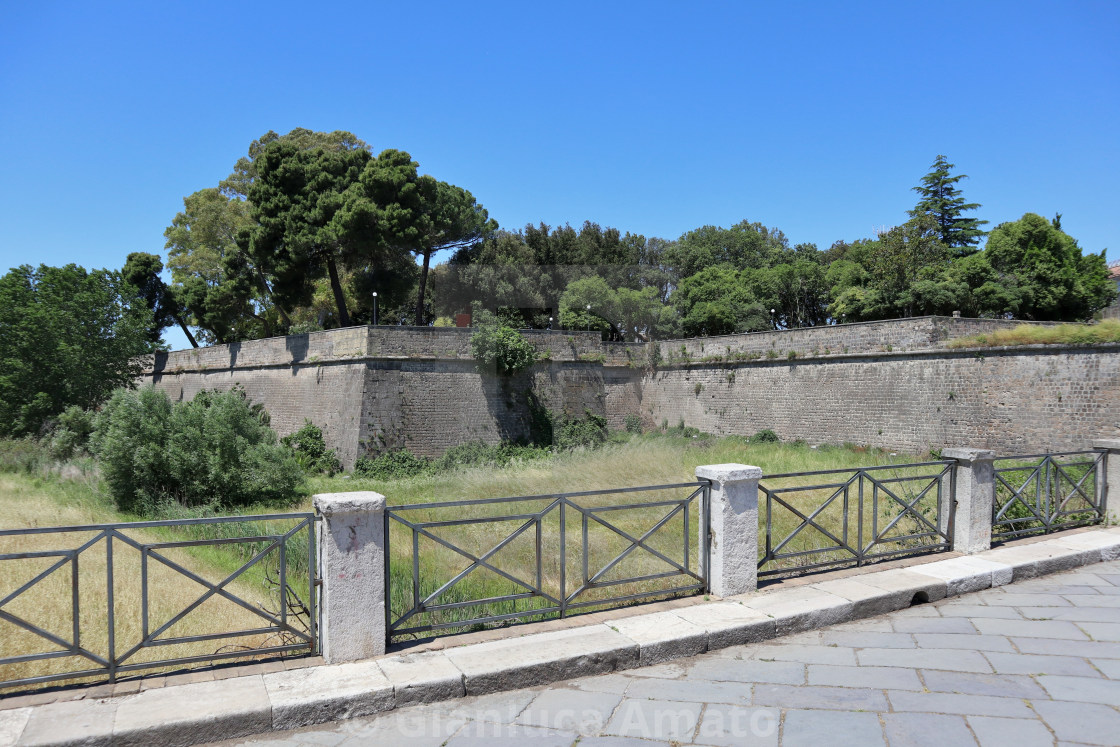 "Capua - Bastione della villa comunale dal ponte sul fossato" stock image