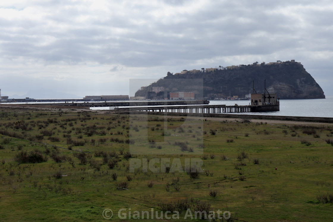 "Bagnoli - Nisida dall'inizio del Pontile Nord" stock image