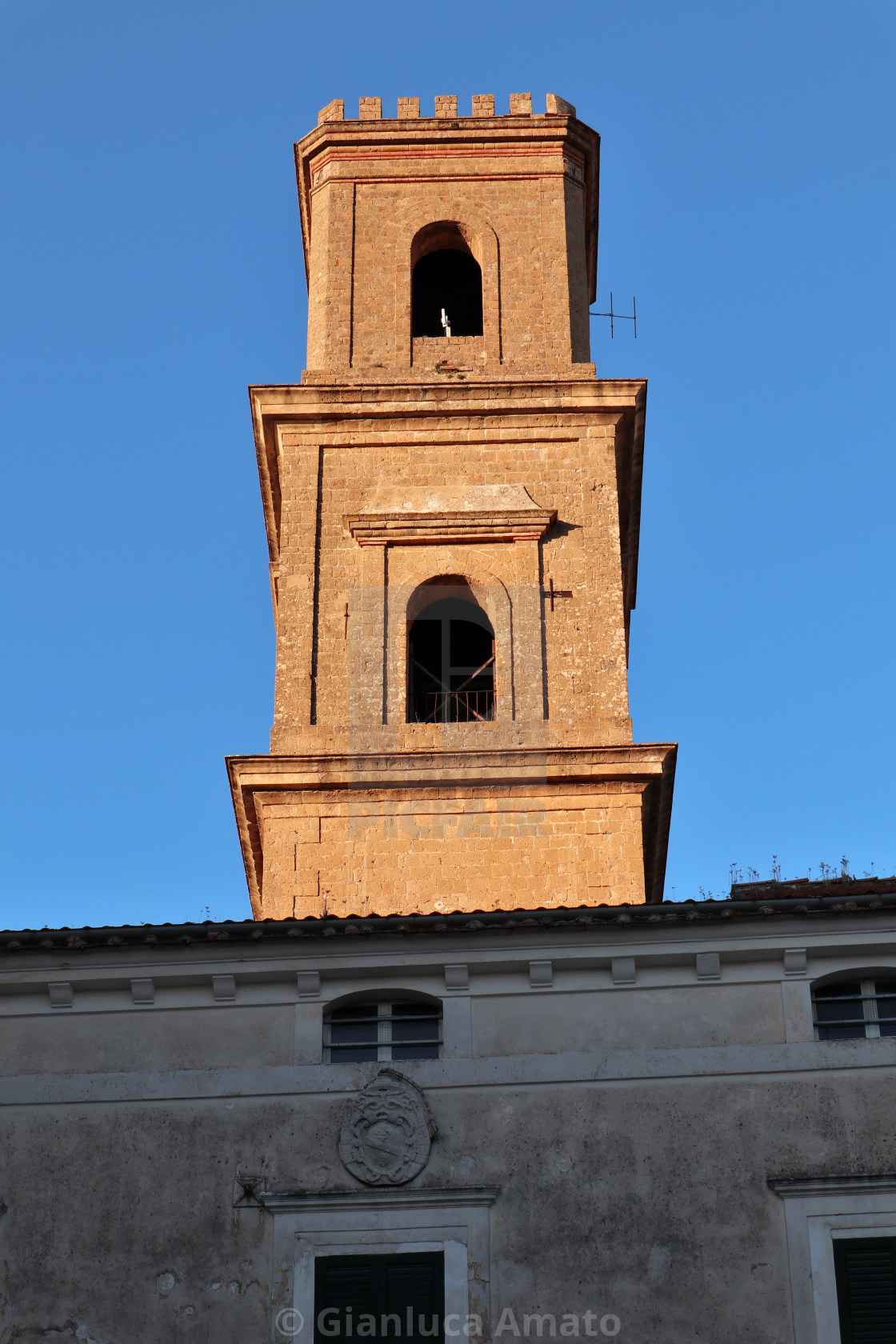 "Caiazzo - Campanile del Duomo al tramonto" stock image