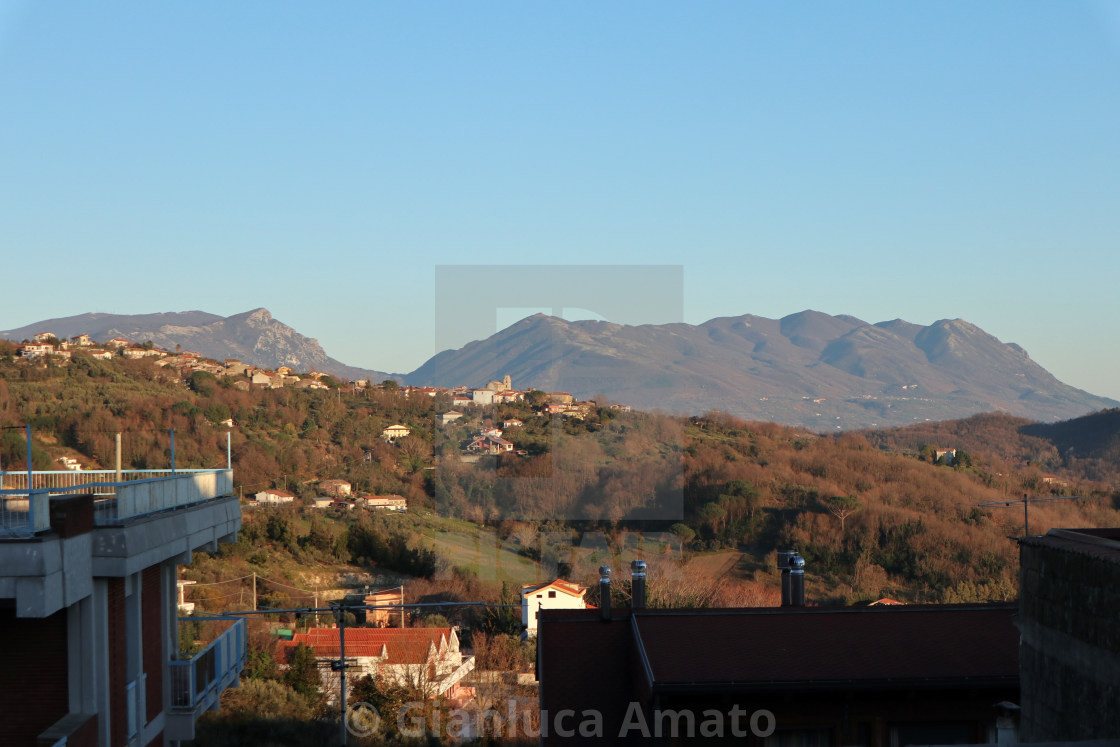 "Caiazzo - Panorama al tramonto dal borgo" stock image