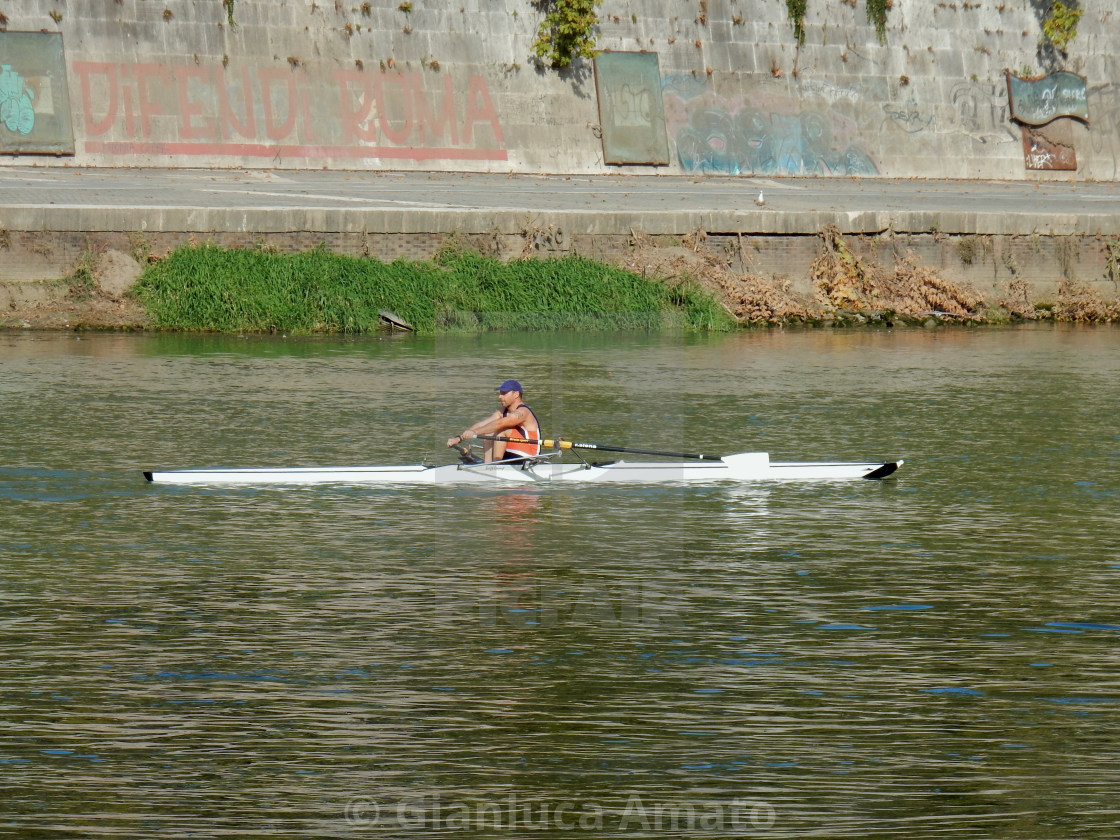 "Roma - Canoista sul Tevere" stock image