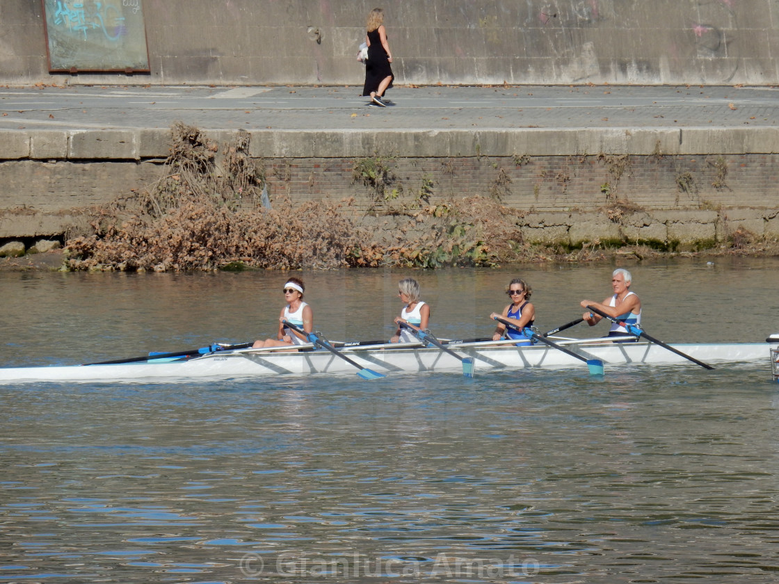 "Roma - Canoa quadriposto sul Tevere" stock image