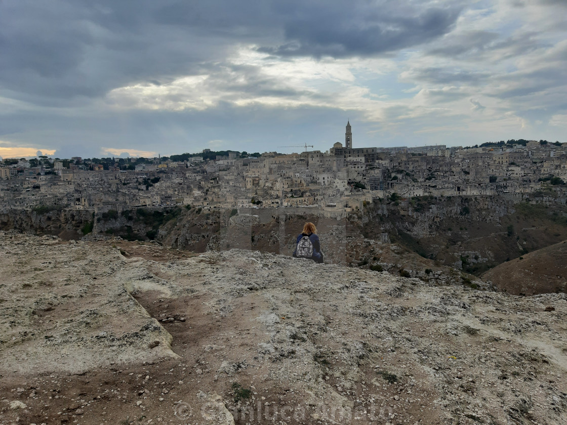 "Matera - Escursionista a Murgia Timone" stock image