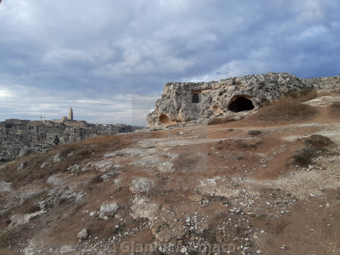 "Matera - Grotte al Belvedere di Murgia Timone" stock image