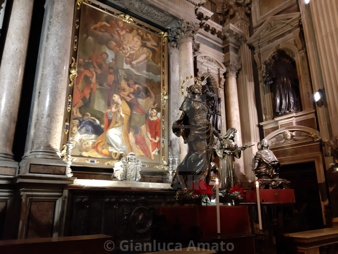 "Napoli - Dipinto della Decollazione di San Gennaro sull'altare sinistro della Cappella del Tesoro" stock image