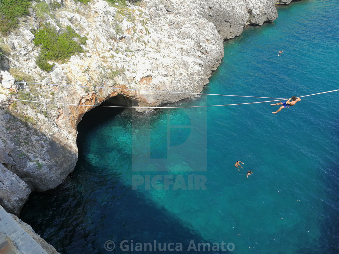 "Funambolo sul Canale del Ciolo" stock image