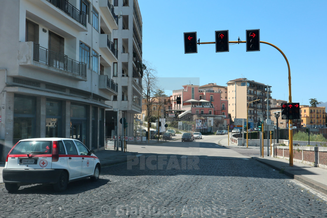 "Benevento - Incrocio al Ponte Vanvitelli durante la quarantena" stock image