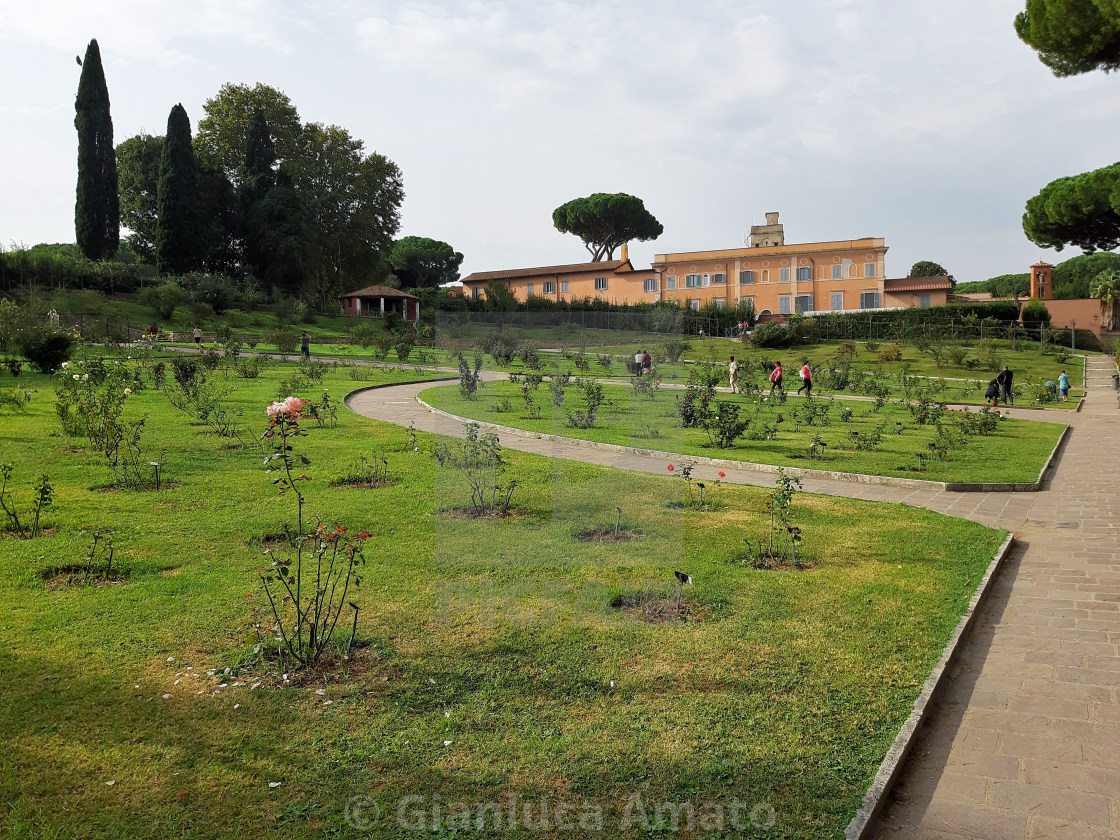 "Roma - Turisti al roseto superiore" stock image