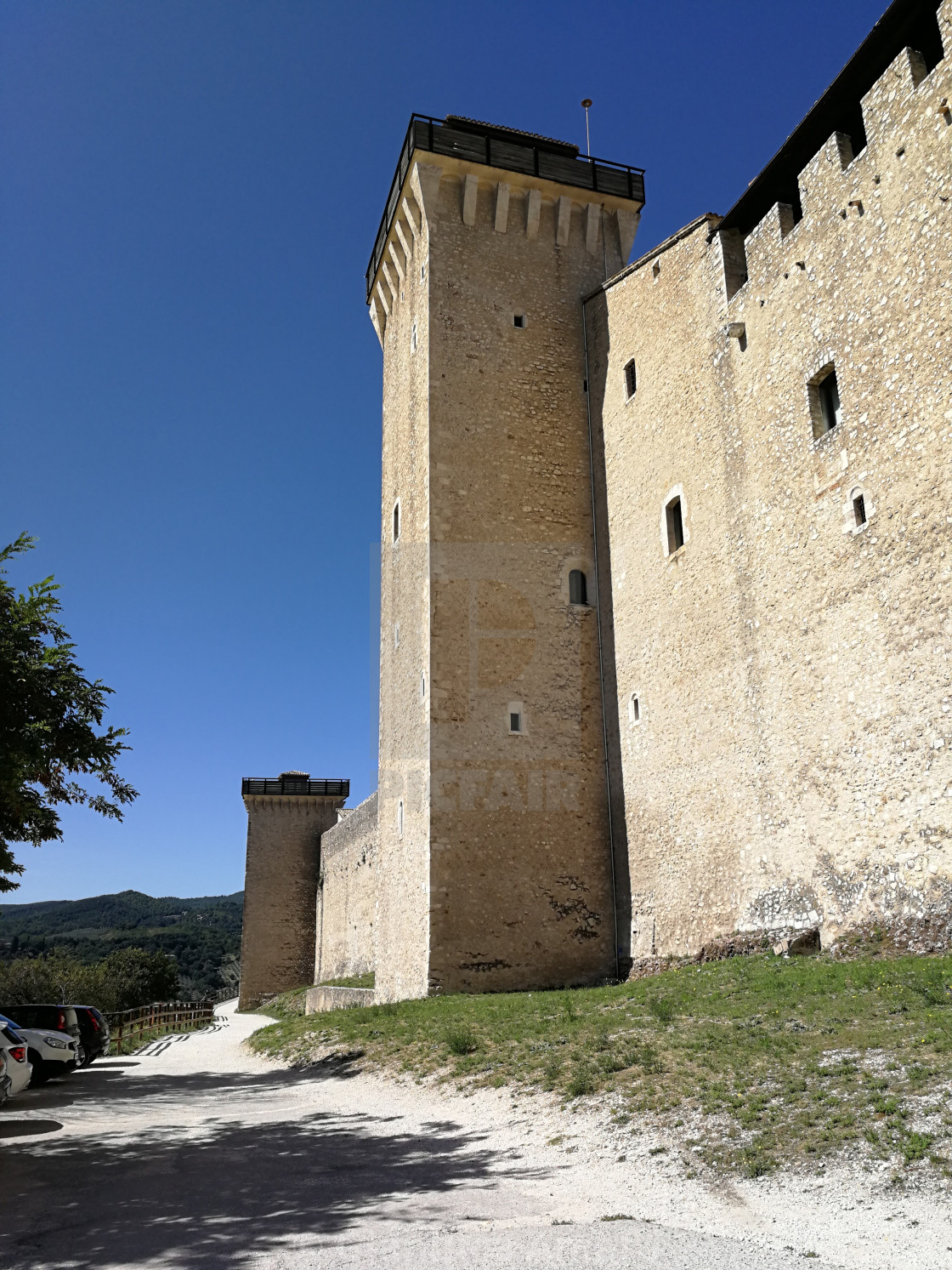 "Spoleto - Scorcio delle torri della Rocca di Albornoz" stock image