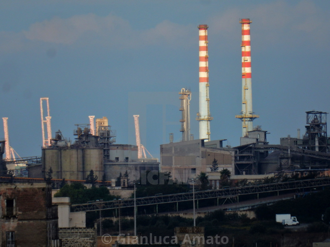 "Taranto - Ciminiere all'alba" stock image