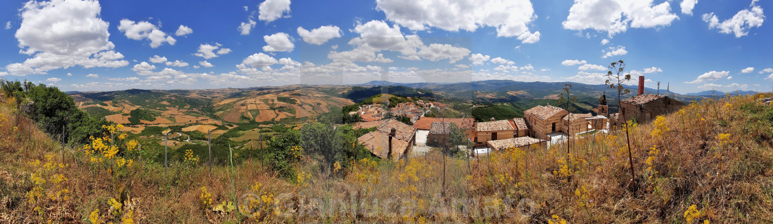 "Cairano - Panoramica dall'alto del Borgo Castello" stock image