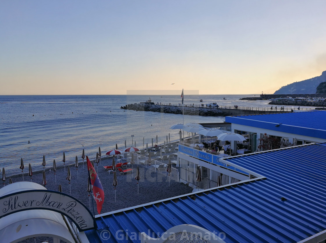 "Amalfi - Lido del porto al tramonto" stock image