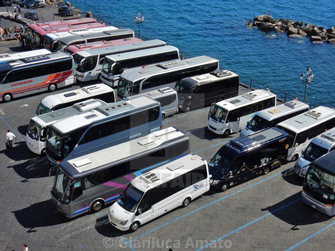 "Amalfi - Parcheggio bus al porto" stock image