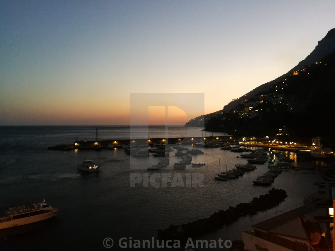 "Amalfi - Scorcio al tramonto del porto" stock image