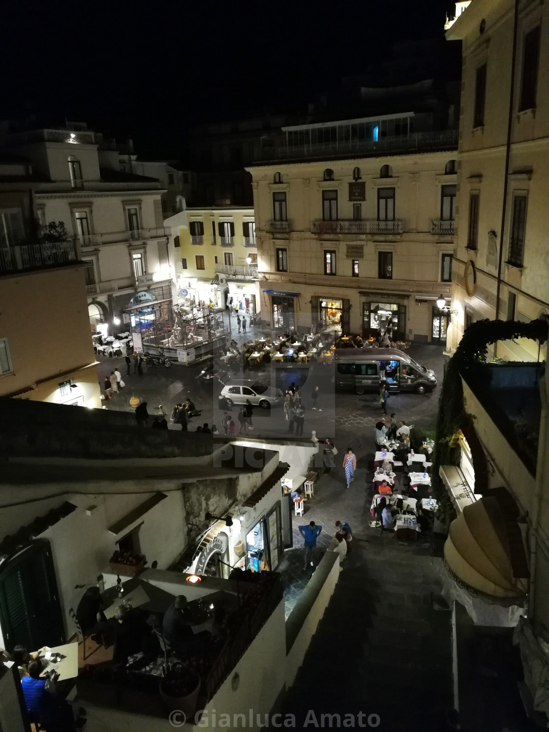 "Amalfi - Piazza di sera dal portico del duomo" stock image