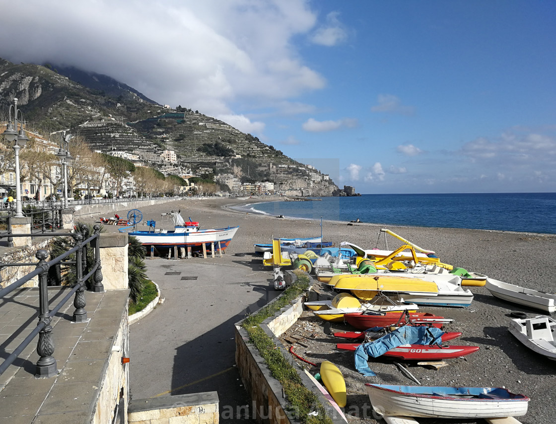 "Barche sulla spiaggia di Maiori" stock image