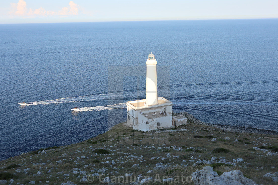 "Otranto - Motoscafi a Punta Palascia al tramonto" stock image