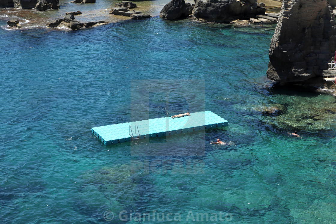 "Santa Cesarea Terme - Tintarella al Lido Bagno Marino" stock image