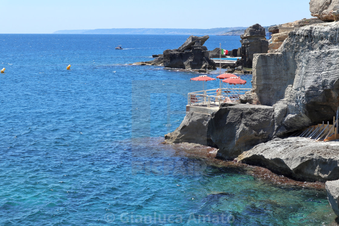 "Santa Cesarea Terme - Ombrelloni del Lido Bagno Marino" stock image