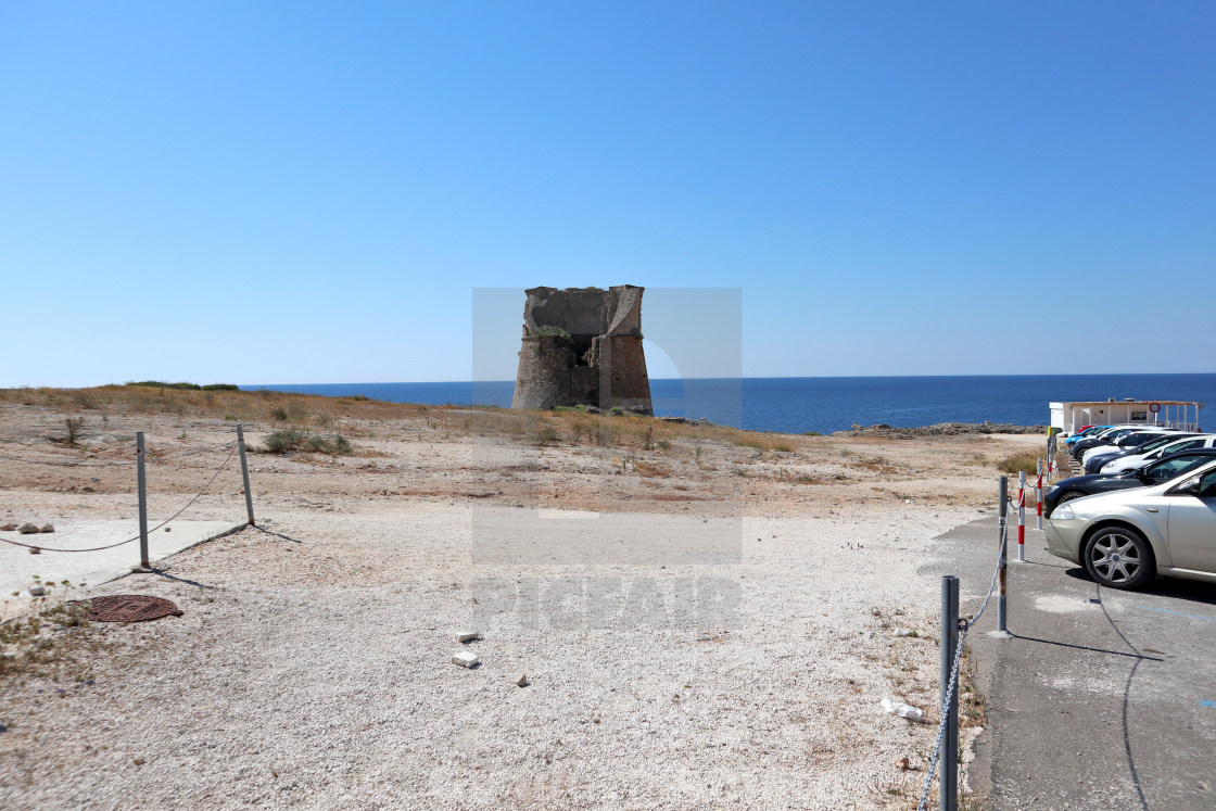 "Santa Cesarea Terme - Torre Miggiano dal parcheggio" stock image