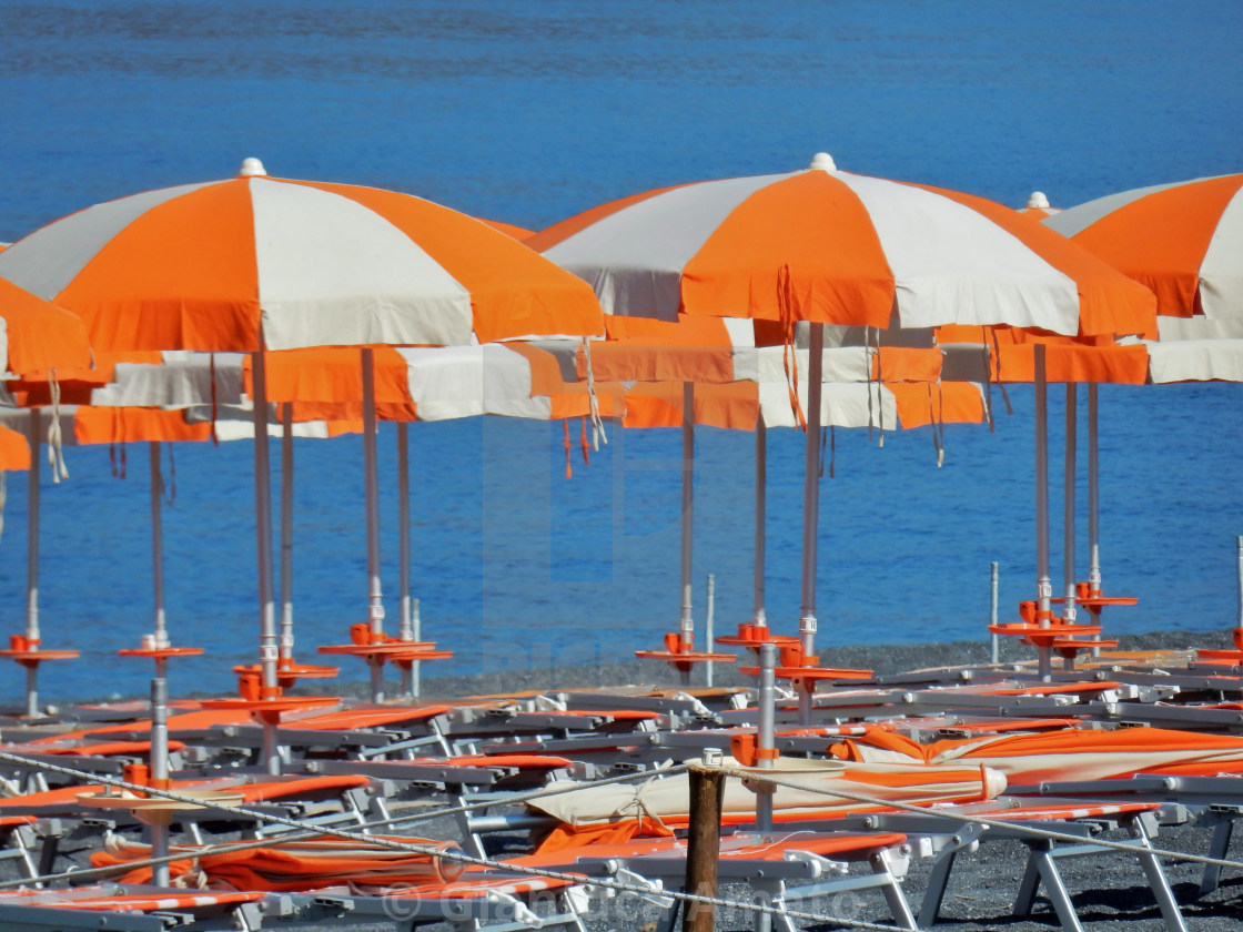 "Praia a Mare - Lido arancione sulla spiaggia di Fiuzzi" stock image