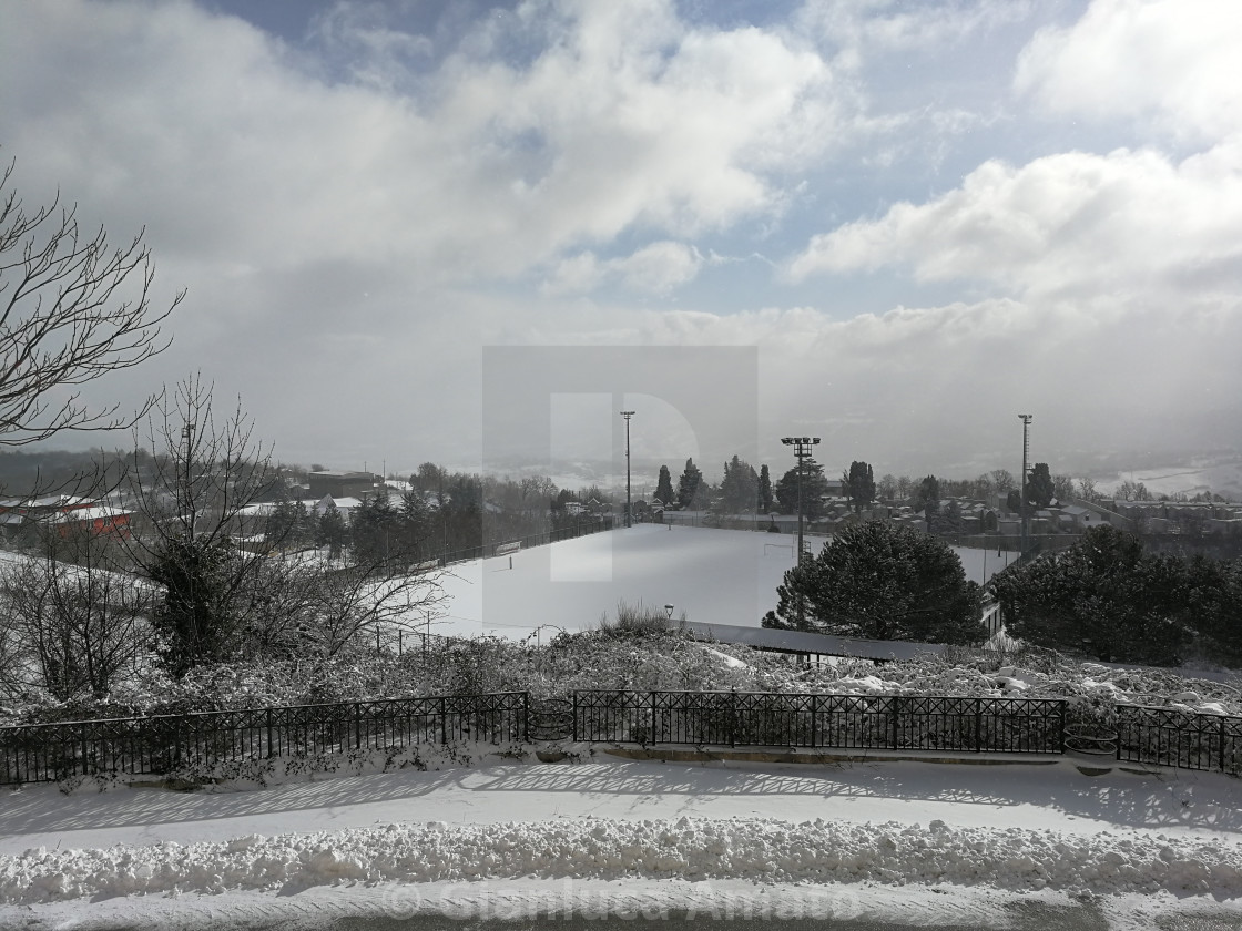 "Sant'Angelo dei Lombardi - Campo sportivo innevato" stock image