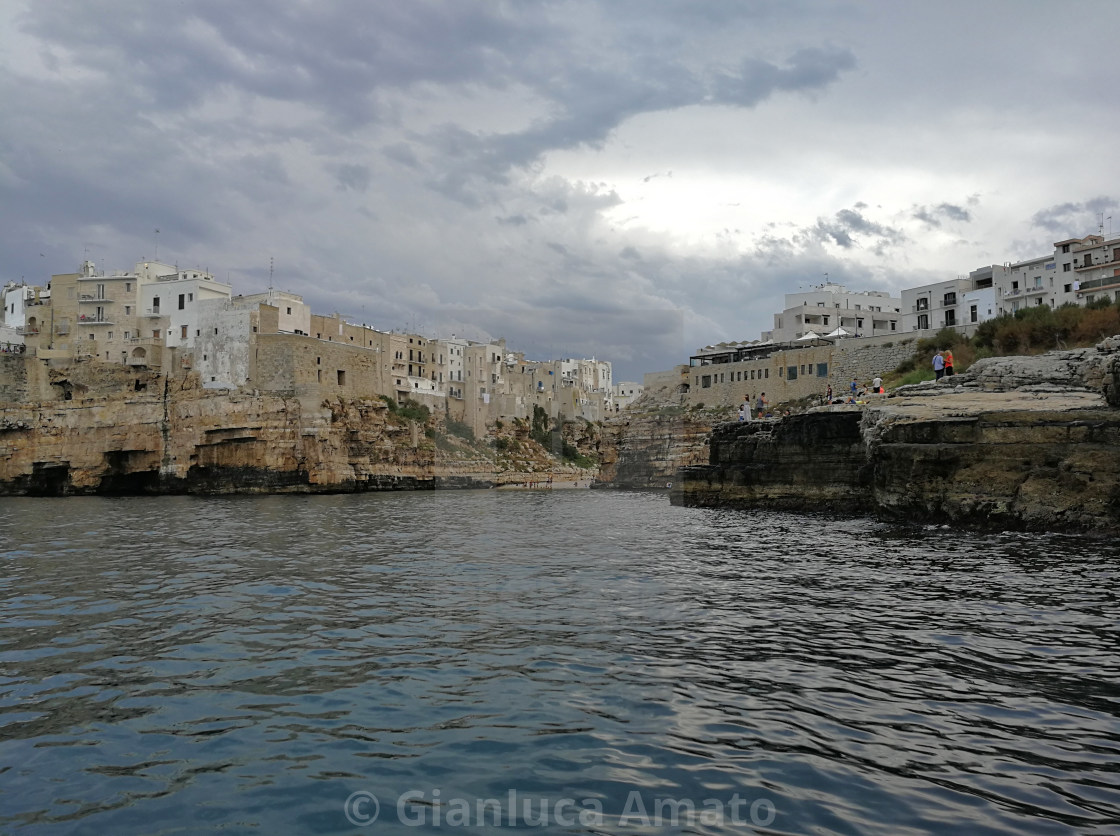 "Polignano a Mare - Cala Monachile dal mare" stock image