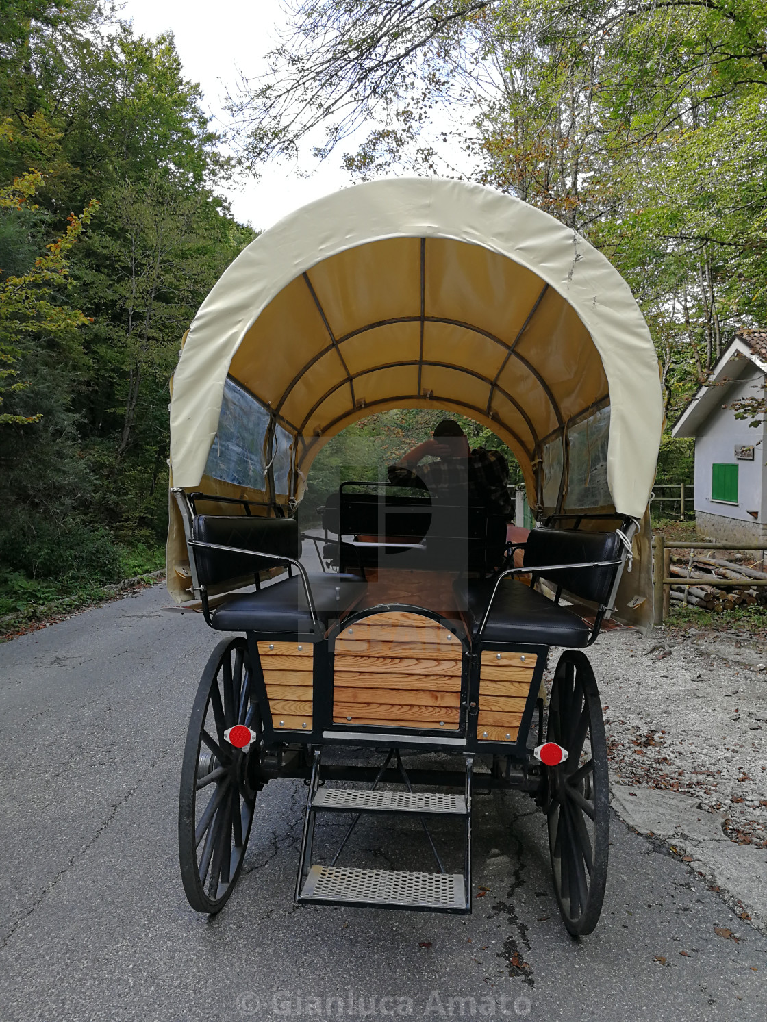 "Carrozza con cavalli alla Camosciara" stock image