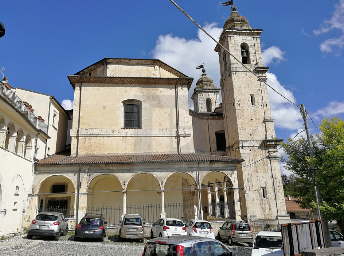 "Castel di Sangro - Facciata laterale della Basilica di Santa Maria Assunta" stock image