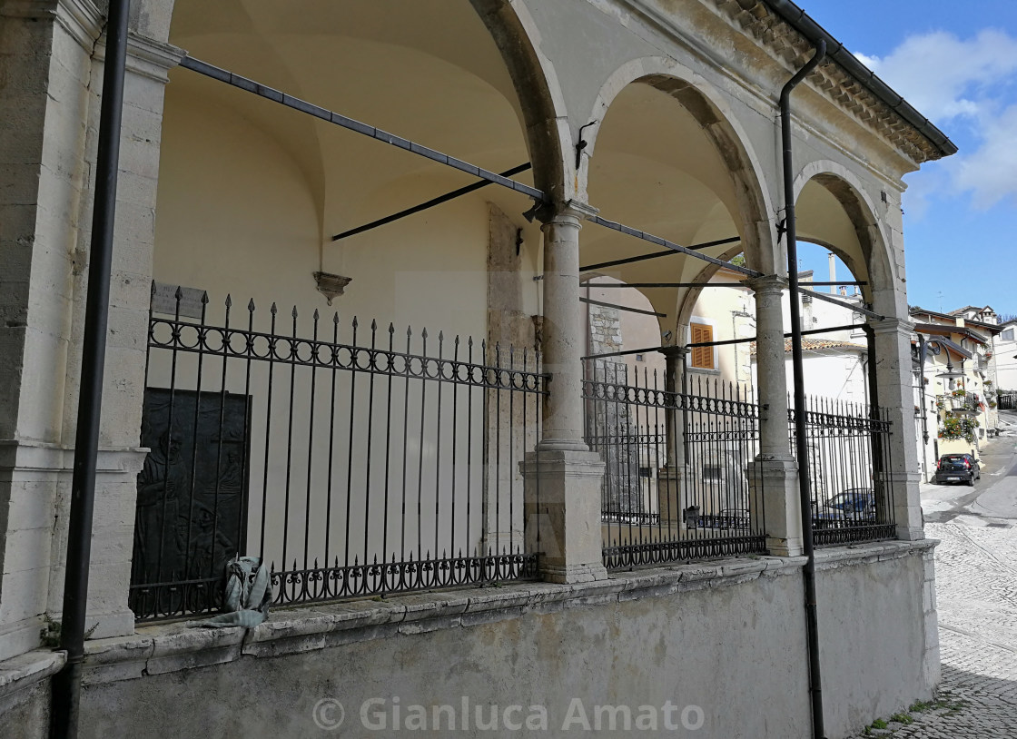 "Castel di Sangro - Scorcio del porticato della Basilica di Santa Maria Assunta" stock image