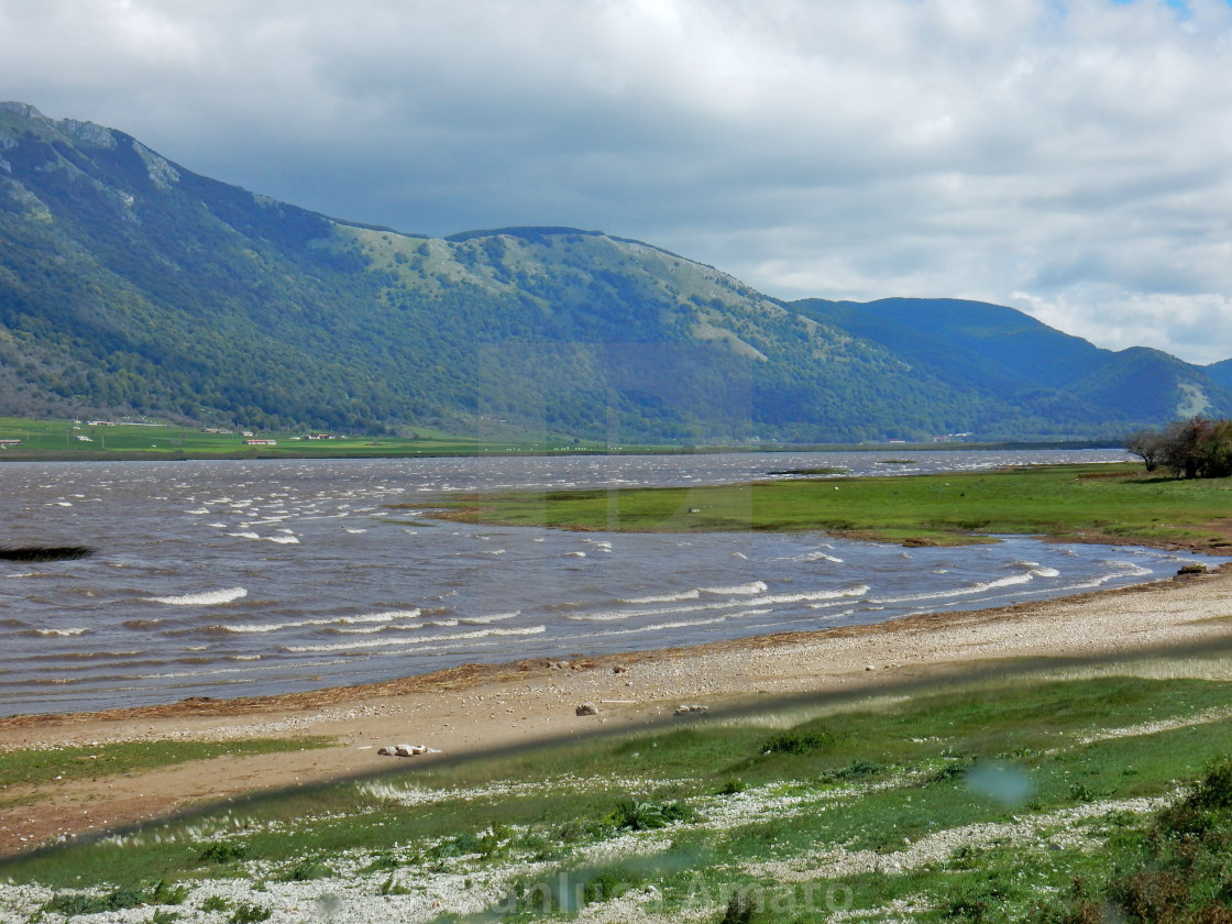 "Lago del Matese in una giornata ventosa" stock image