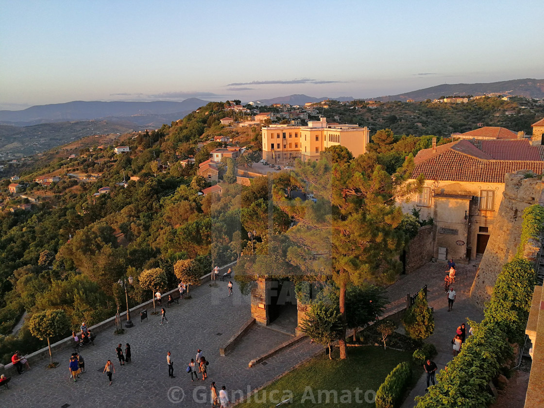 "Castellabate - Panorama dal Castello al tramonto" stock image