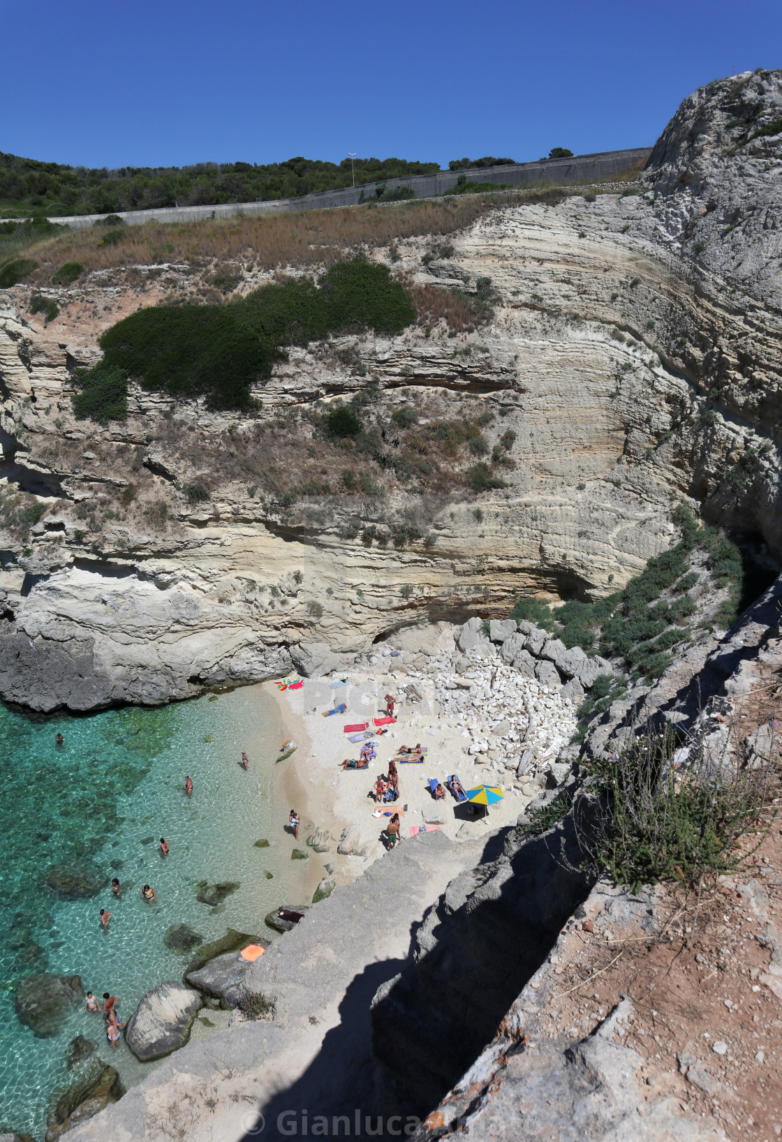 "Santa Cesarea Terme - Spiaggia di Porto Miggiano dall'alto della scogliera" stock image