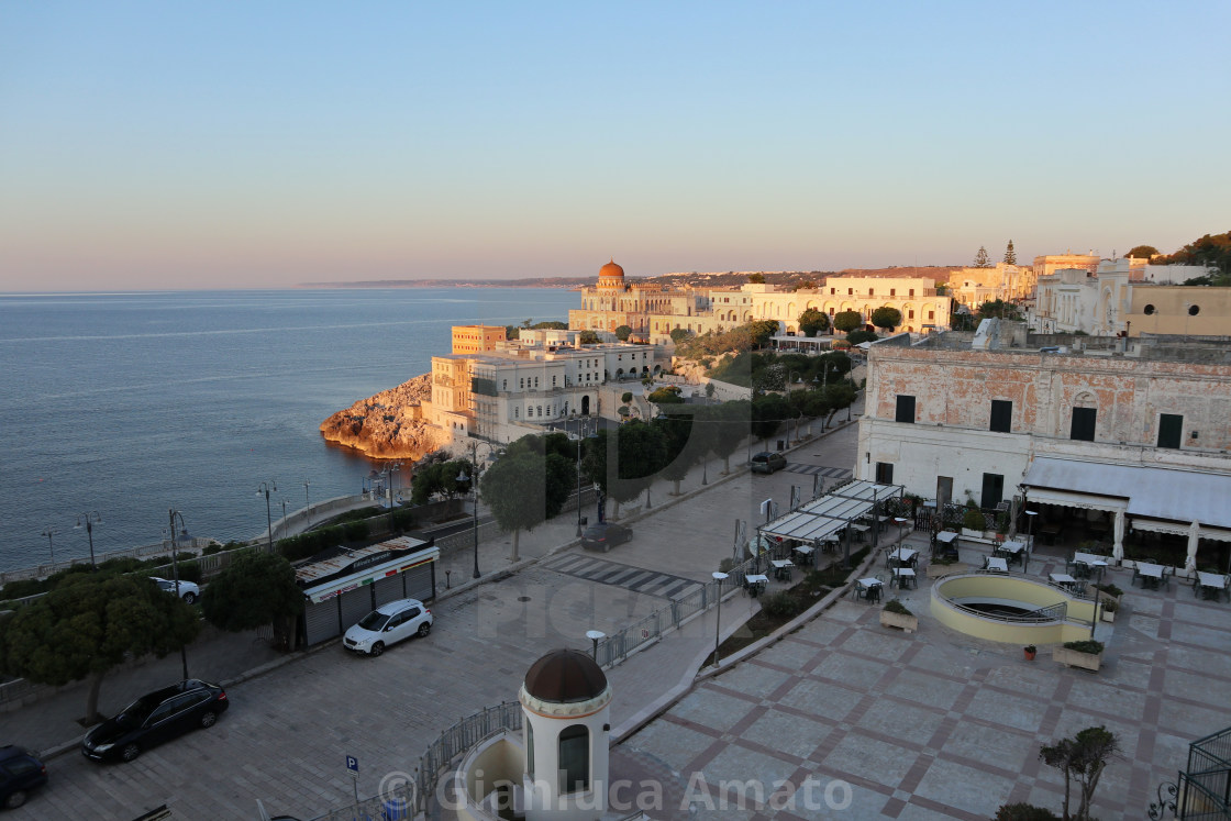 "Santa Cesarea Terme - Scorcio del paese all'alba" stock image