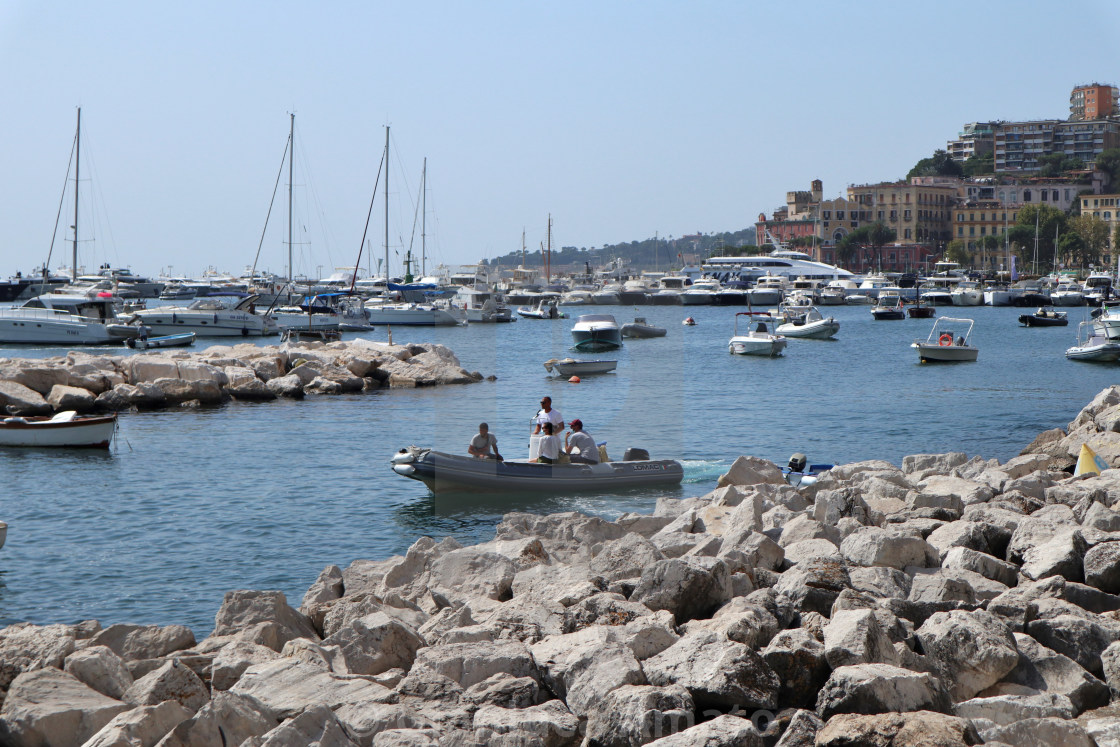 "Napoli - Gommone al molo di Mergellina" stock image