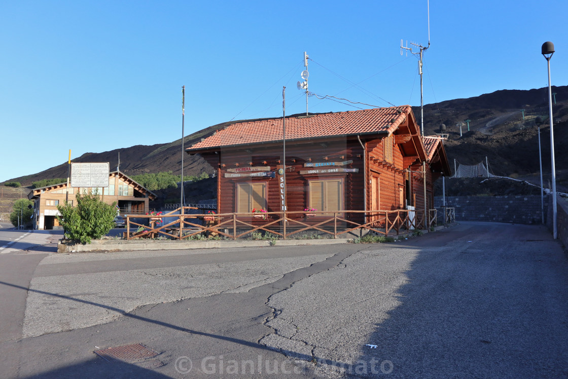 "Etna - Chalet a Piazzale Sapienza all'alba" stock image