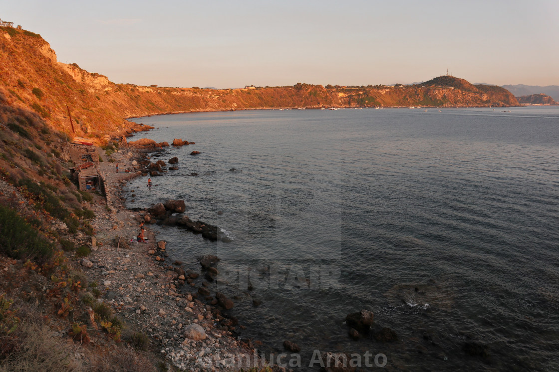 "Milazzo - Panorama costiero da Capo Milazzo al tramonto" stock image